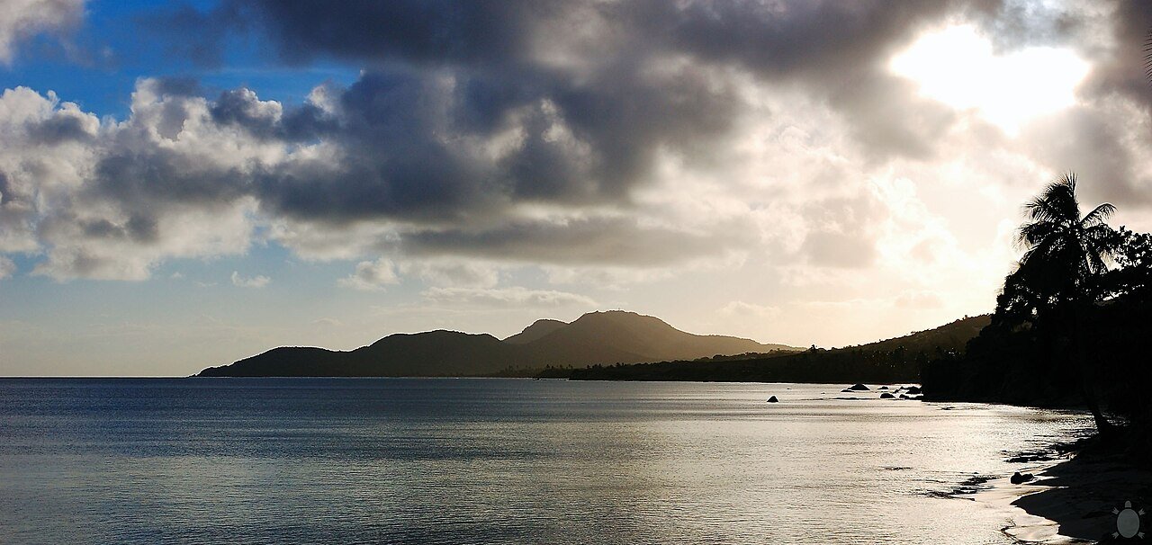 Sunset over a bay in Vieques Puerto Rico before an evening kayak tour